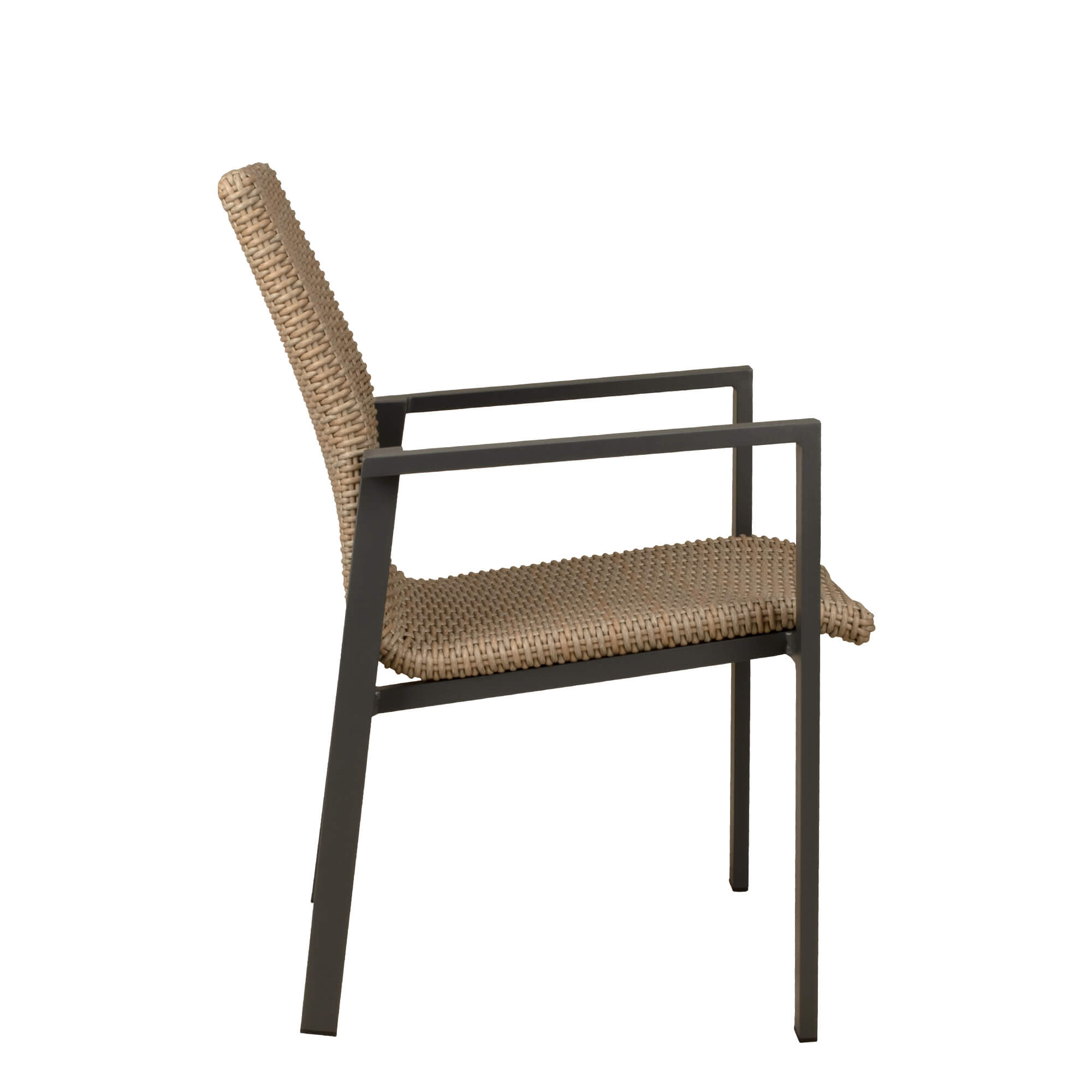 Benora Natur Outdoorstuhl mit Geflecht – Seitenansicht