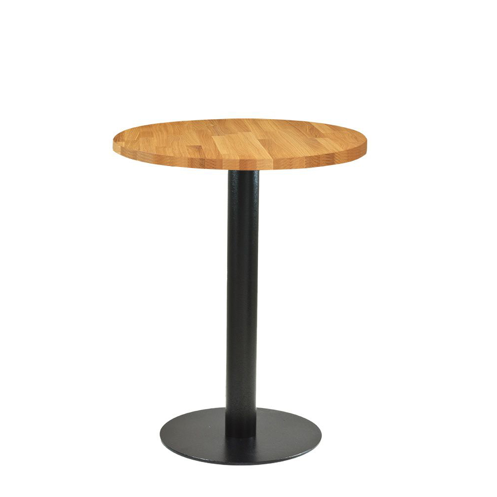 Tischgestell aus Metall für die Gastronomie - Marino-TGF-400 Anwendungsbeispiel mt Platte Eiche rund 26 mm