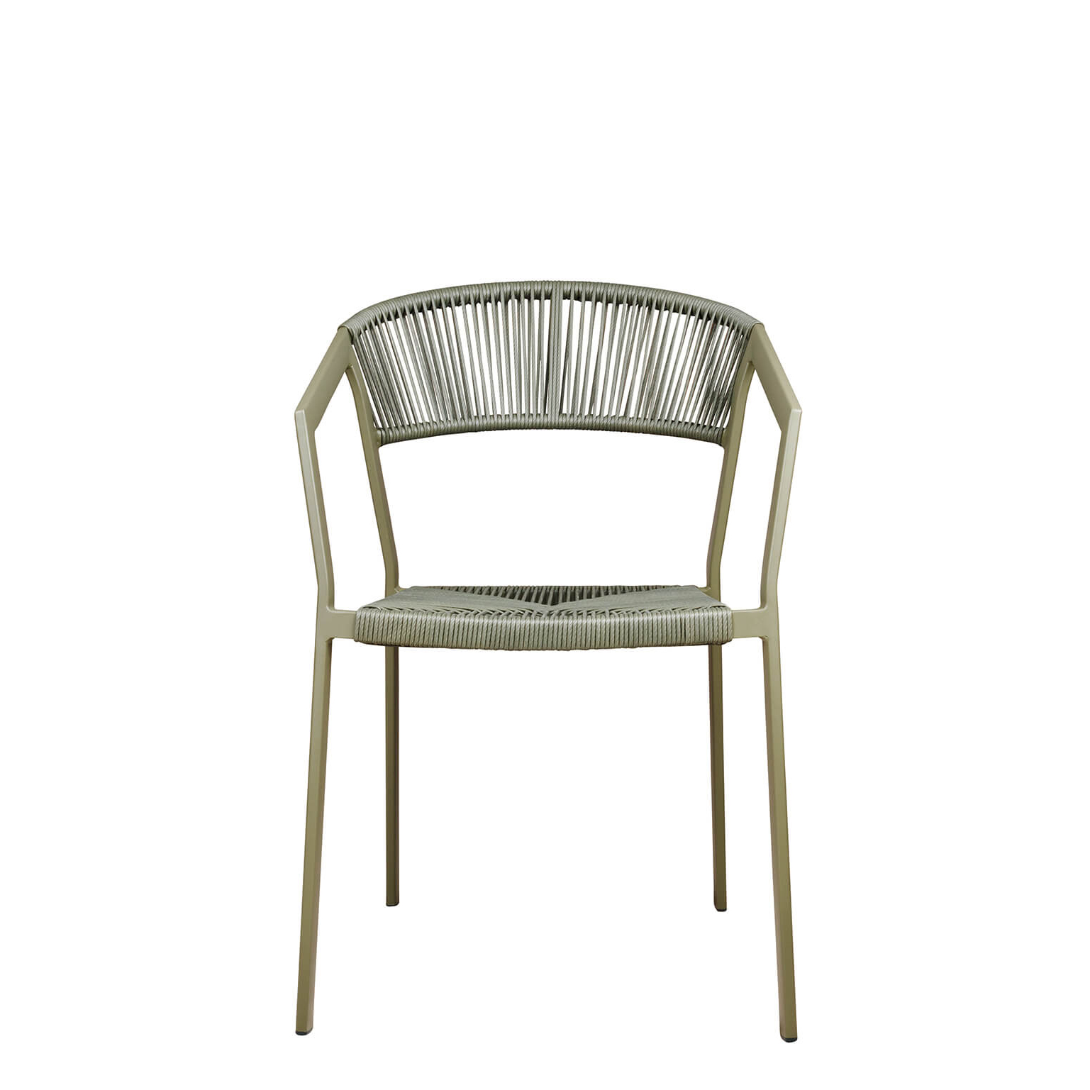 Gastronomie-outdoor-stuhl-Sponto_X_Green_frontal Outdoorstuhl Sponto-X Green in Frontansicht mit ergonomischer Rückenlehne und Aluminiumgestell