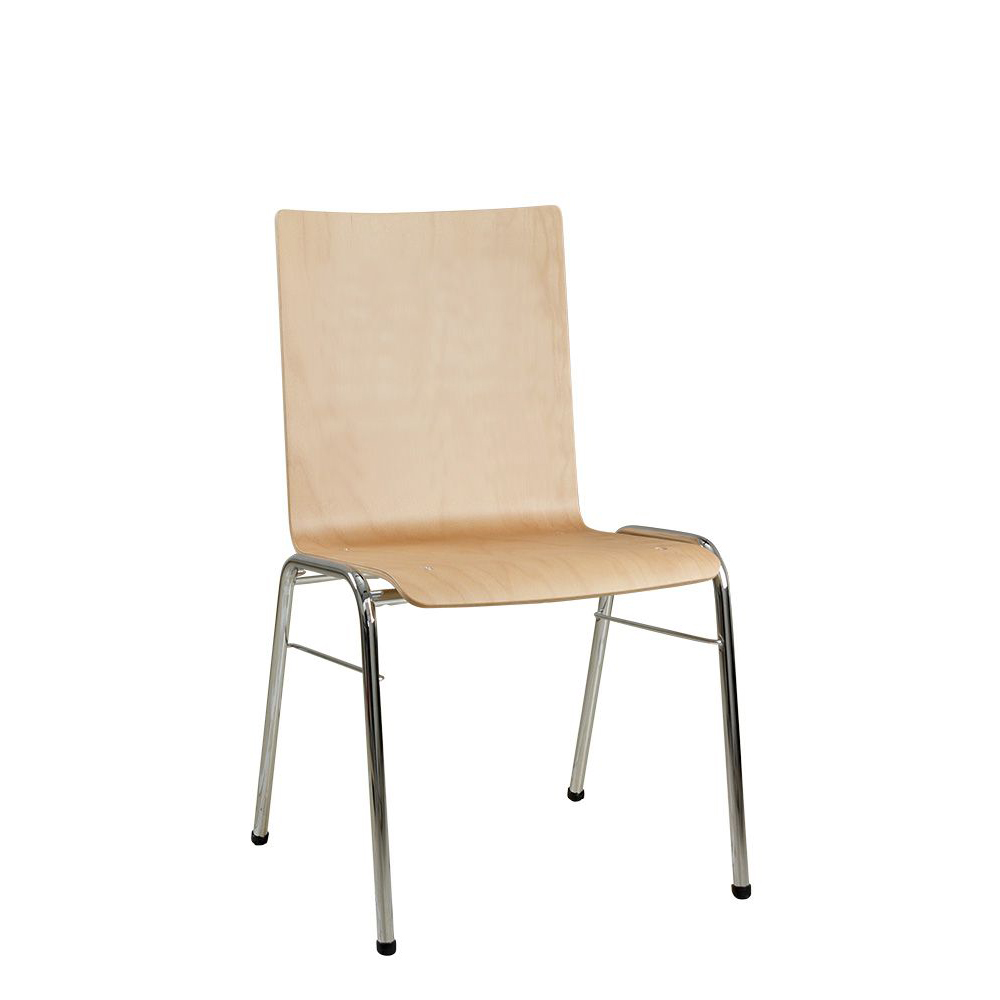 Konferenzstuhl Eruno-300 Buche natur, verchromtem Metallgestell, stapelbar