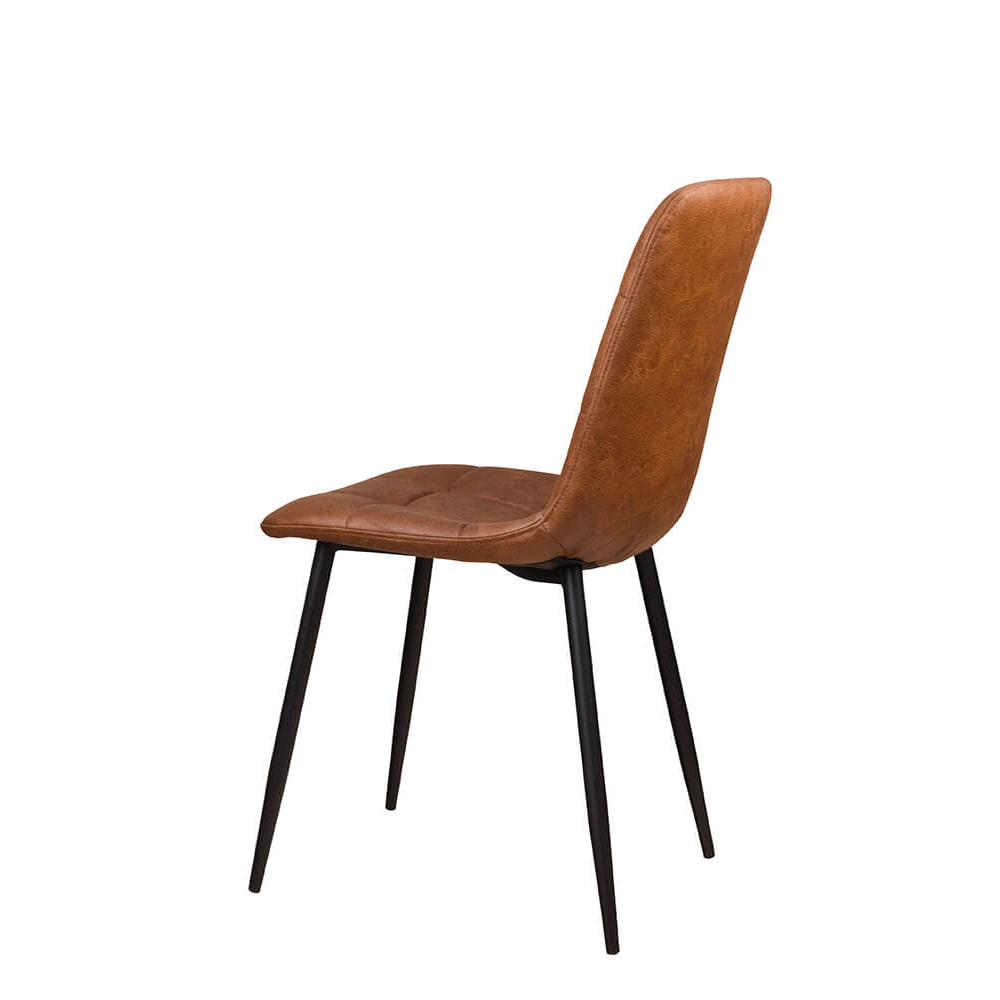 Polsterstuhl Derri Toreador-105 – brauner Stuhl mit Kassettensteppung und schwarzem Metallgestell