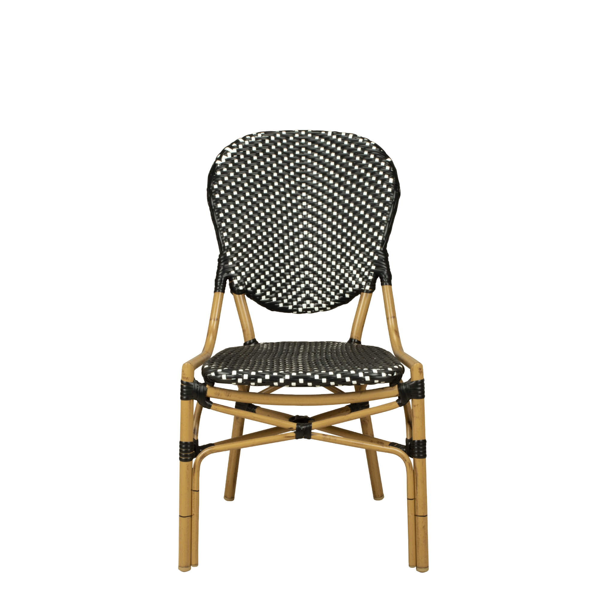 Camino black Outdoorstuhl mit Geflecht – Frontal