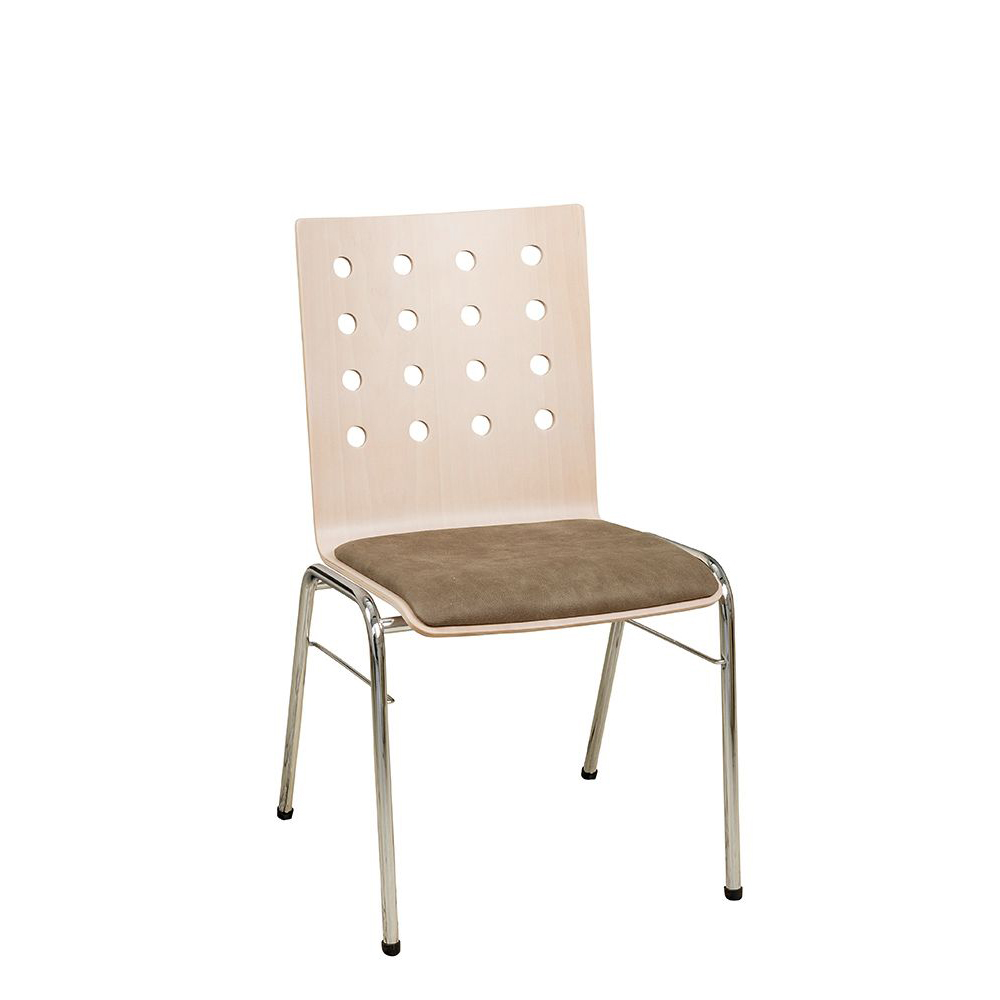 Konferenzstuhl Eruno-510 mit rotem Sitzpolster, verchromtem Metallgestell, stapelbar