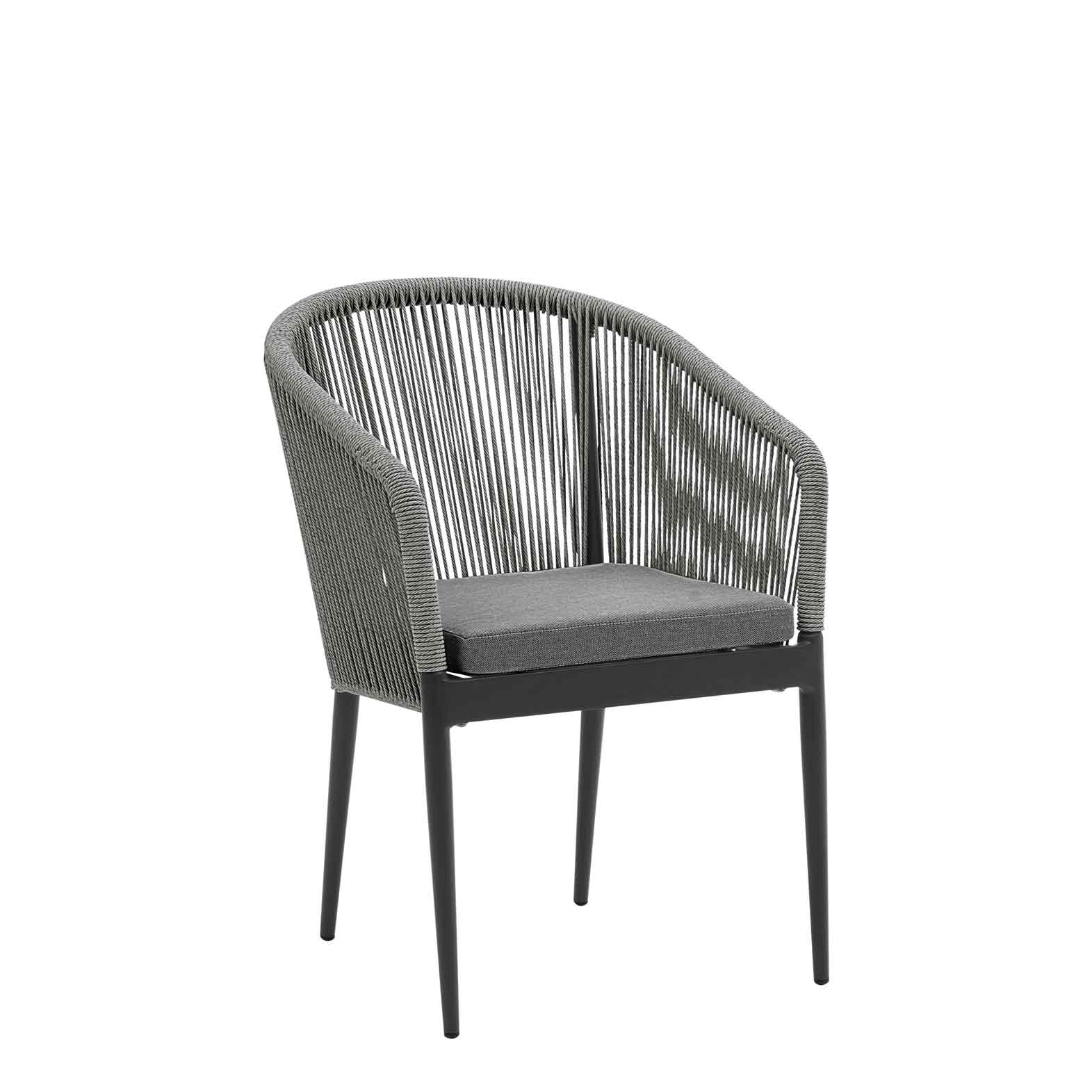 gastronomiestuhl_outdoor_ocao_silvergrey_frontalansicht Ocao Silvergrey Outdoorstuhl mit Rückenlehne mit Armlehne - Frontalansicht