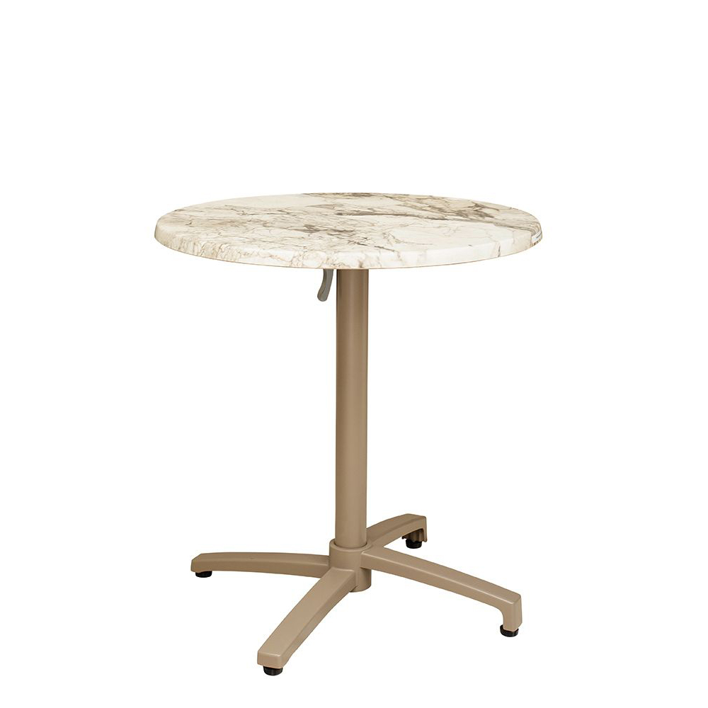 Nora-Clap-Taupe_mit_TP_Werzalit_70cm_1000px Nora-Clap-Taupe mit Tischplatte Werzalit im Dekor Marmor Almería