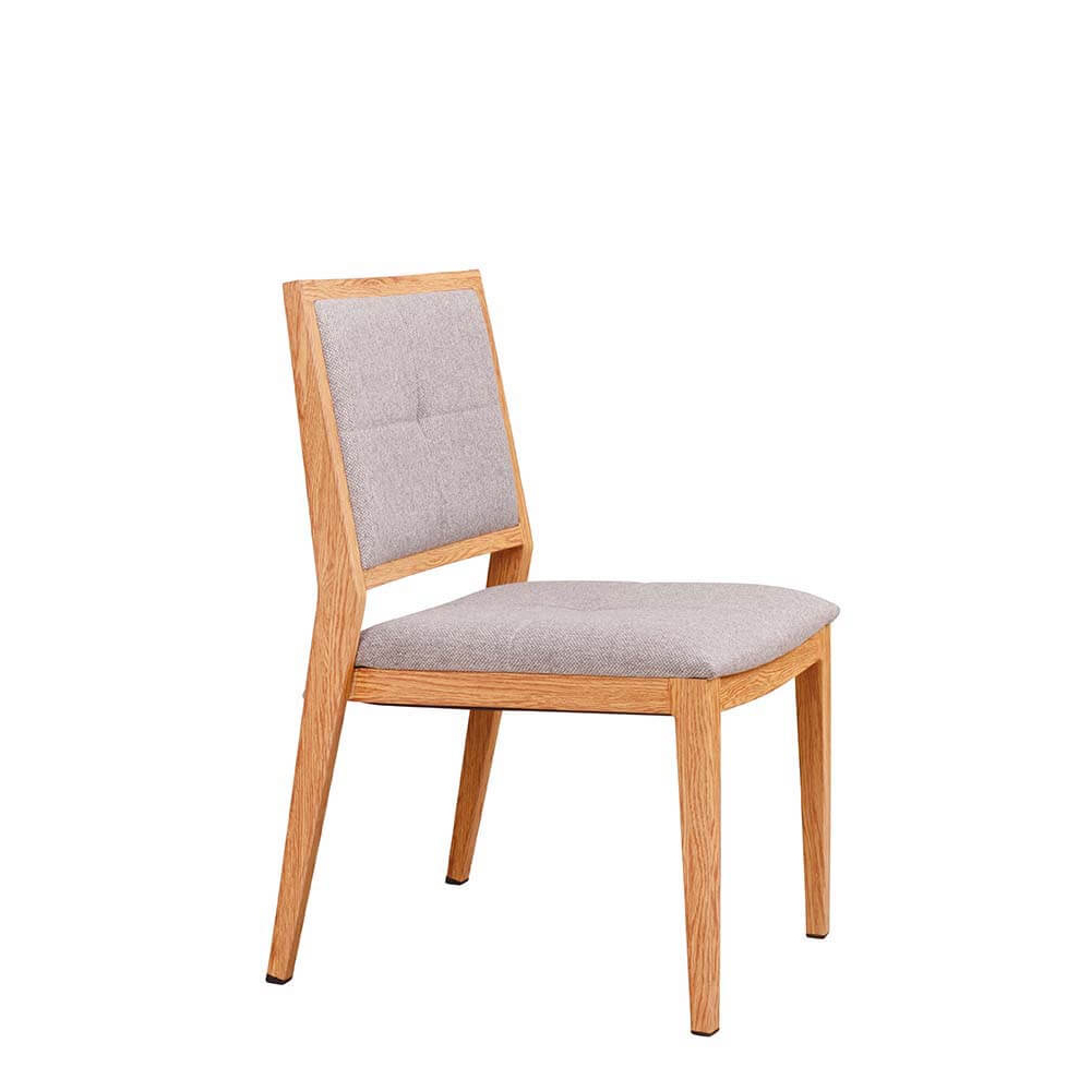 Stapelbarer Bankettstuhl Tirano mit Polsterung und Holzoptik-Gestell