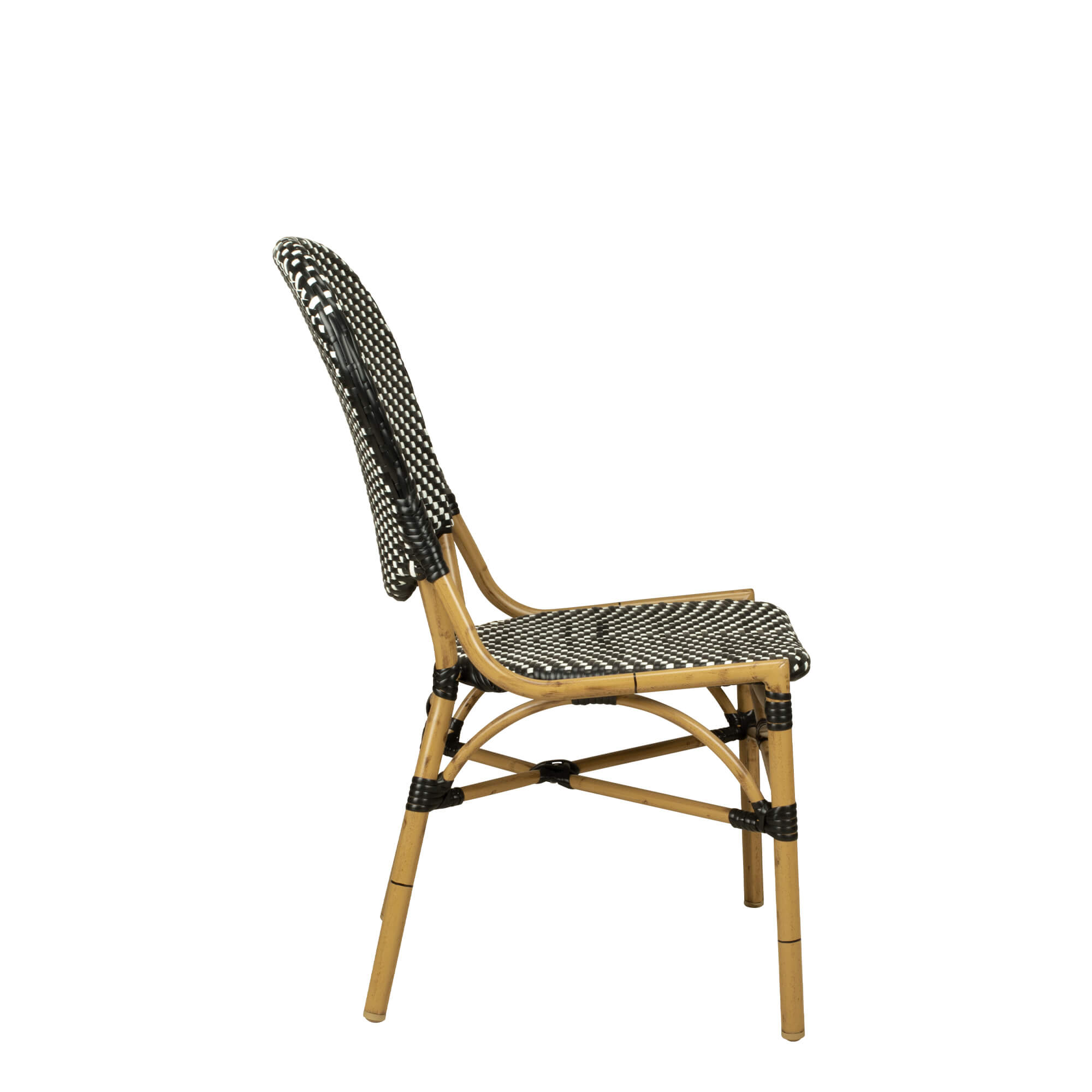 Camino black Outdoorstuhl mit Geflecht – Seitenansicht