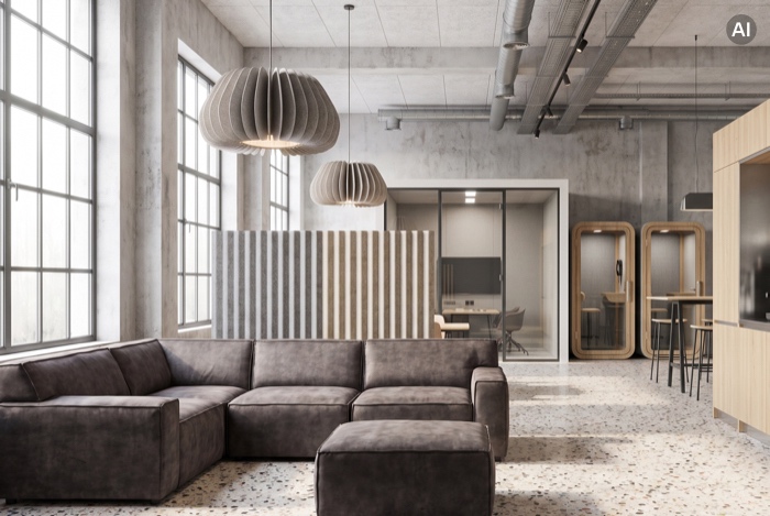 Modulares graues Loungesofa in modernem Raum