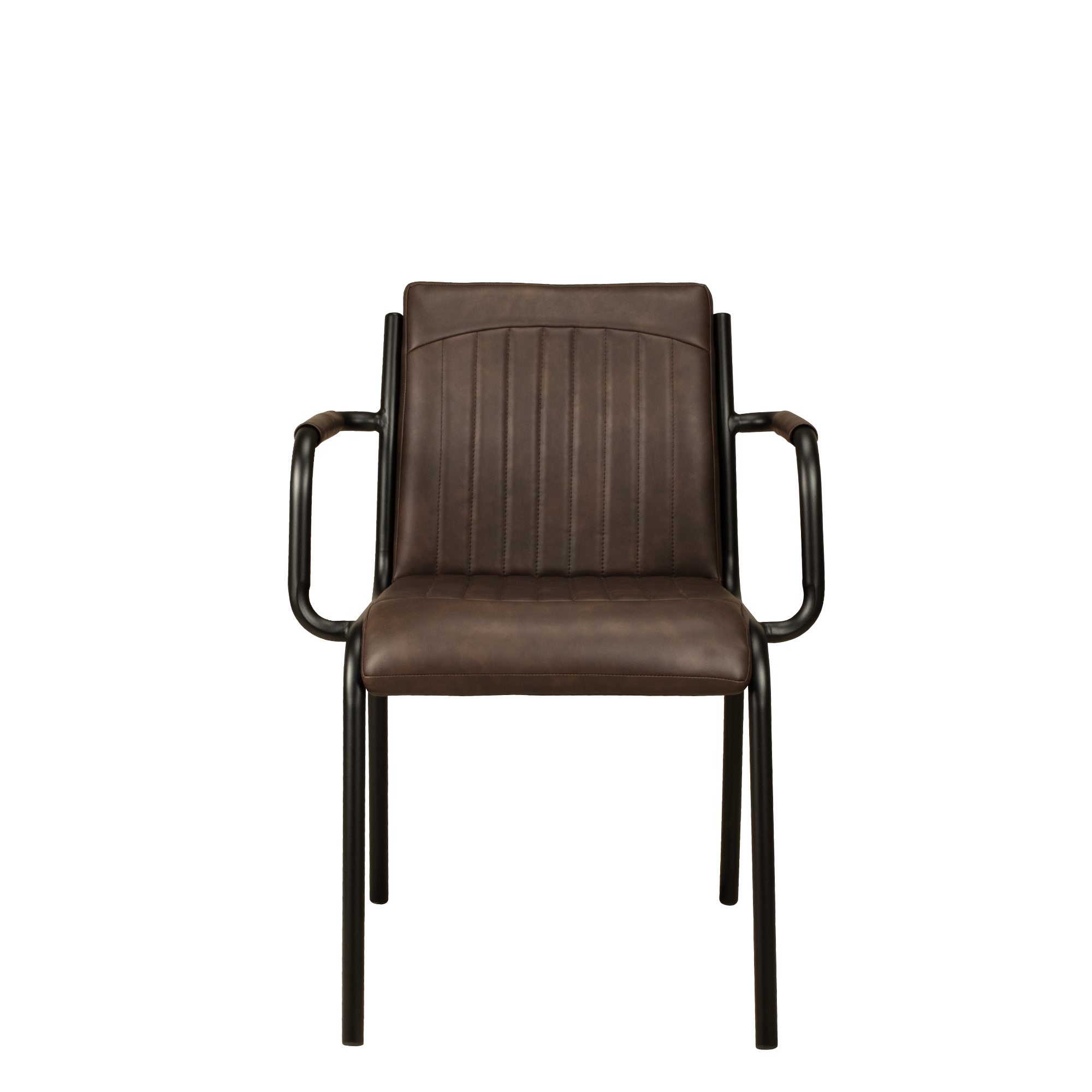 polsterstuhl_monte_carlo_brown_frontal Polsterstuhl mit Armlehne Monte Carlo Brown – Frontal