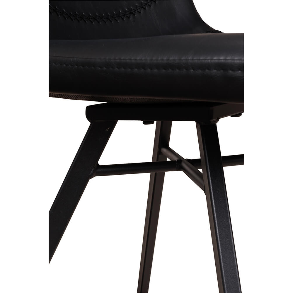 Polsterstuhl Jones Antique Black mit Kunstlederbezug in Schwarz und pulverbeschichtetem Metallgestell