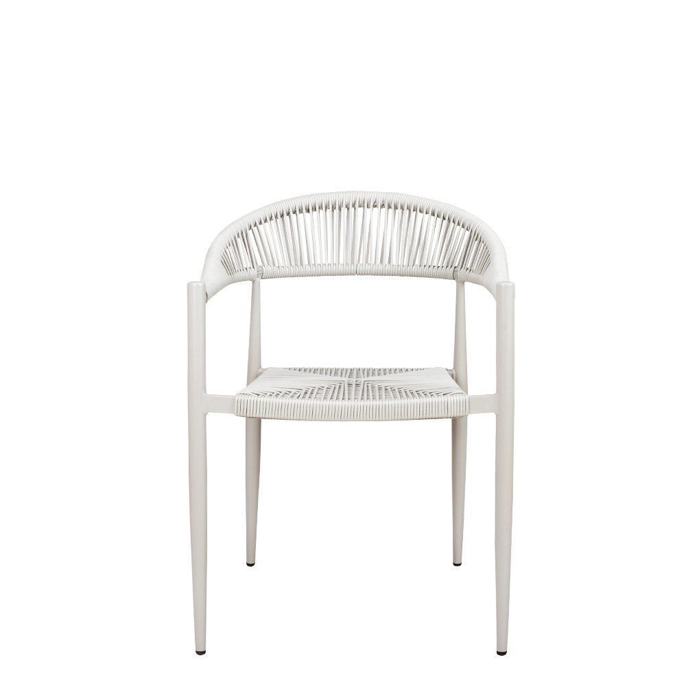 Spidano-X Greige-Greige Outdoorstuhl mit Rücken- und Armlehne mit Hellgrauen Flechtmuster- Sitzfläche