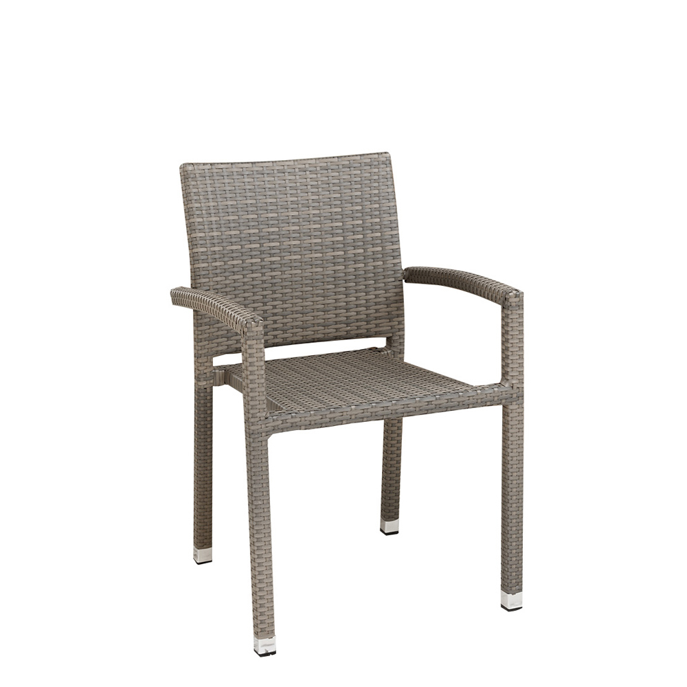 Gastronomie_Terrassenstuhl_Panama_dolphin_vorne_2_1000px Terrassenstuhl Panama Dolphin aus Kunststoffgeflecht mit Armlehnen und Aluminiumgestell