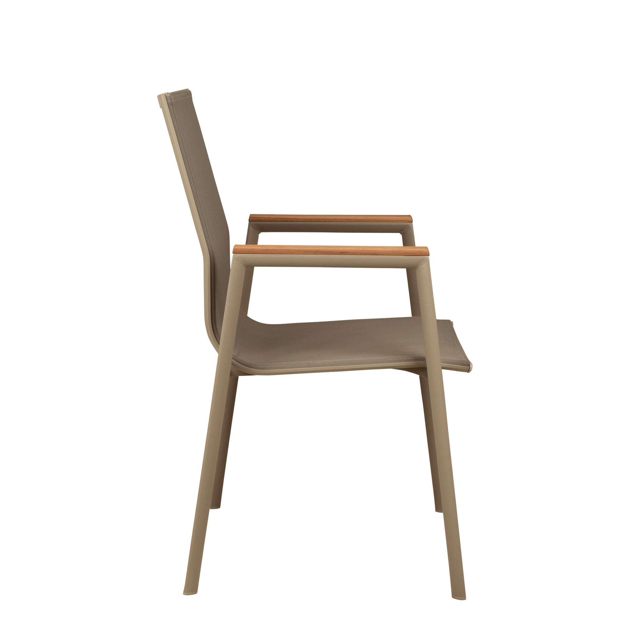 Stramo taupe Outdoorstuhl mit Geflecht – Seitenansicht