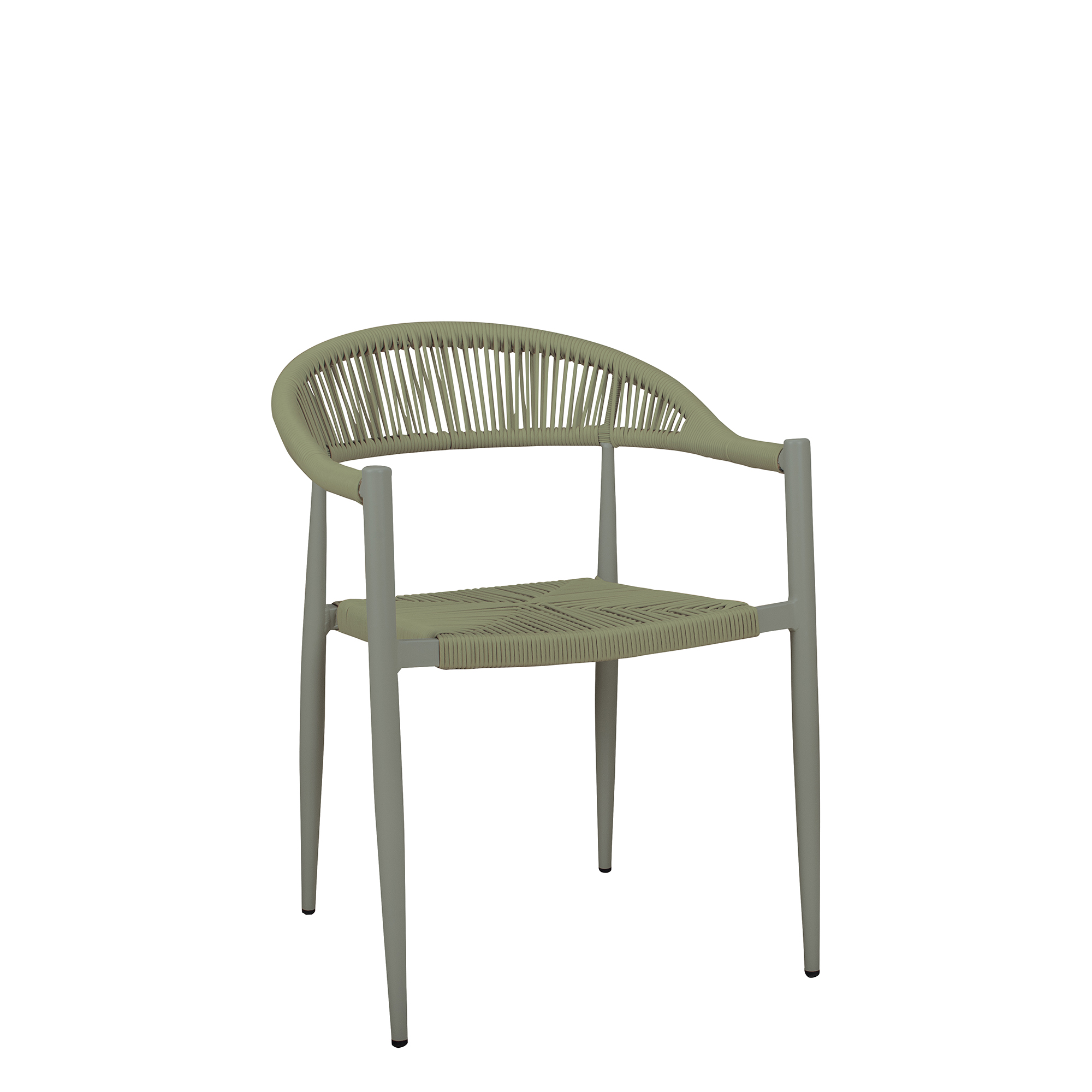 Spidano-X Green-Green Outdoorstuhl mit Rücken- und Armlehne mit grünem Flechtmuster- Vorderansicht