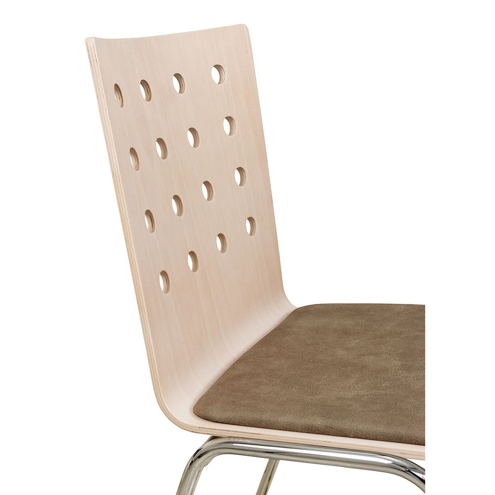 Konferenzstuhl Eruno-510 mit rotem Sitzpolster, verchromtem Metallgestell, stapelbar Beizton: Kastelleiche | Bezug: Bulus 14