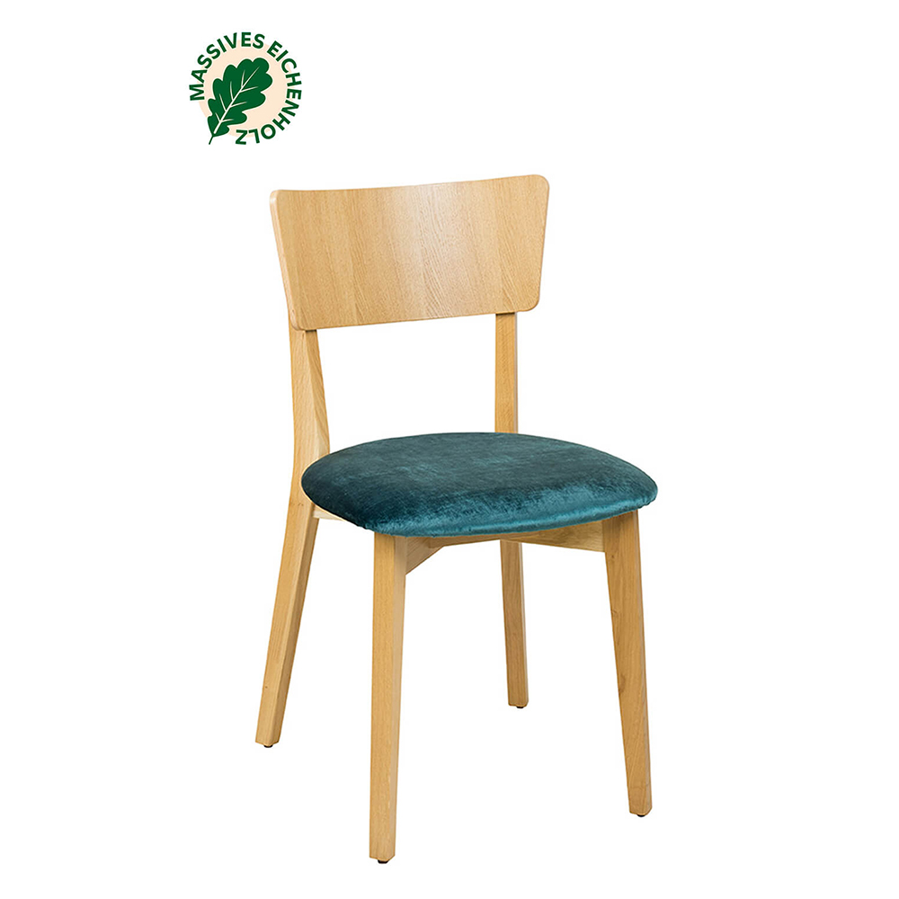 Holzstuhl Dimoni-P Eiche – Eichenholz Stuhl mit gepolstertem Sitz und massiven Vierfußgestell