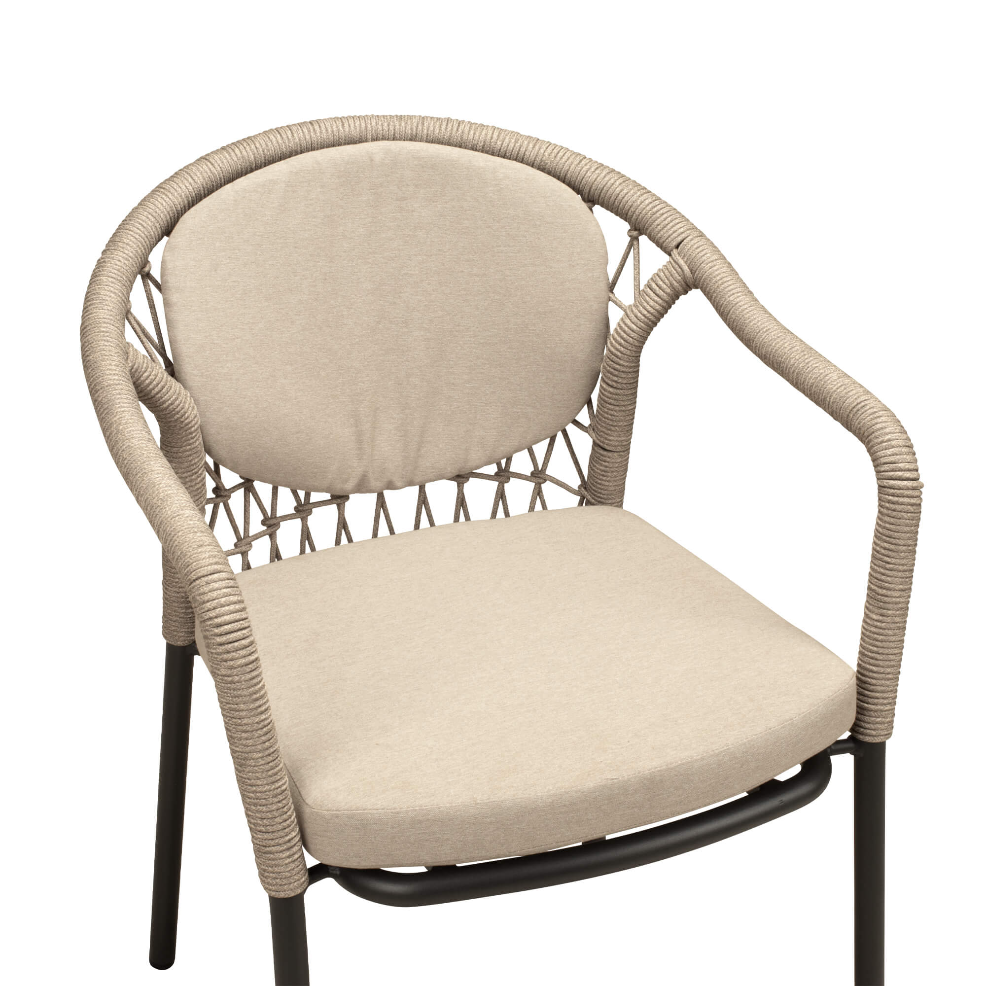 Outdoorstuhl mit Kissen und Geflecht Espano Sand - Sitzschale mit Kissen