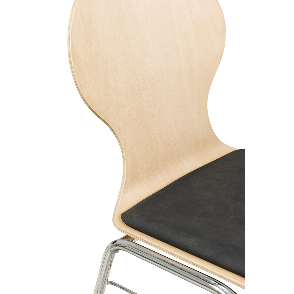 Konferenzstuhl Eruno-110 mit Sitzpolster, verchromtem Metallgestell, stapelbar Beizton: Buche natur | Kosa-7 Detailansicht Sitzfläche