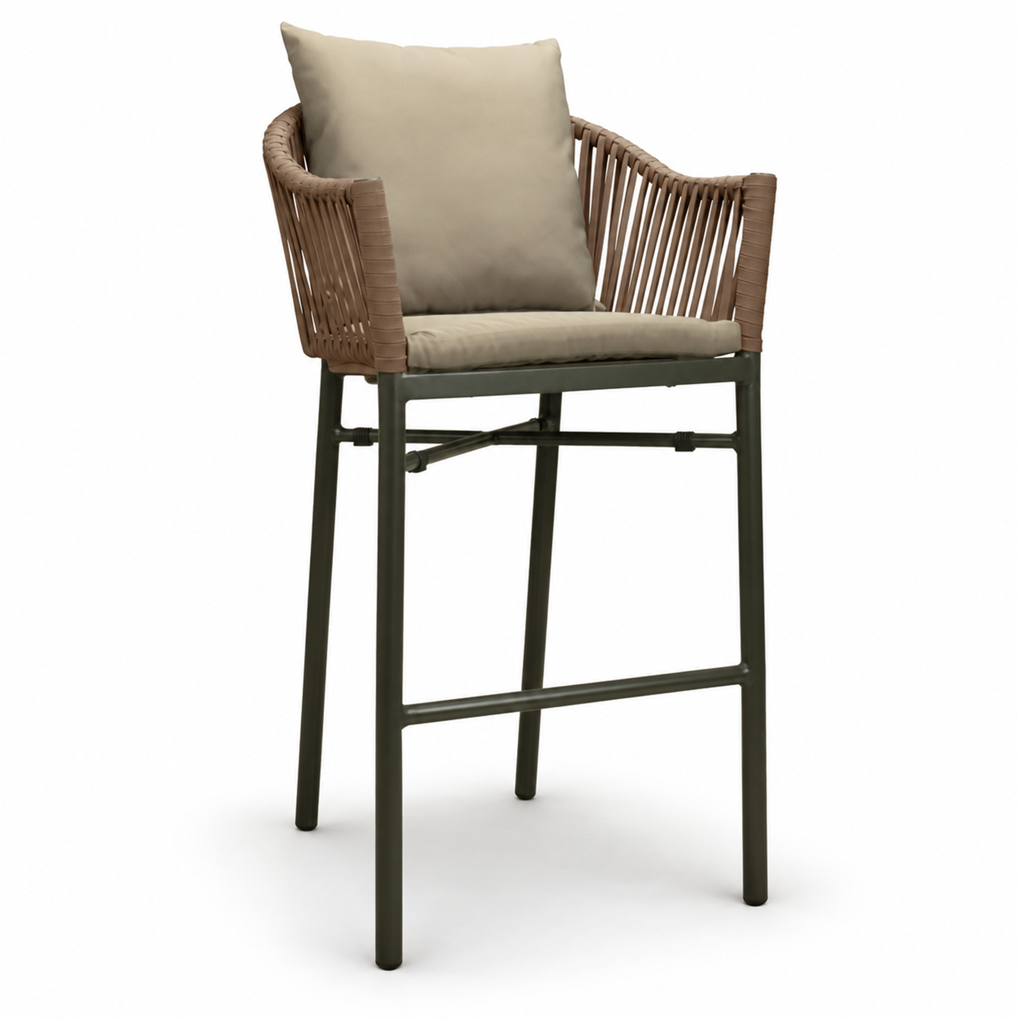 Barhocker Ramila Bar Taupe | Mit Rückenkissen
