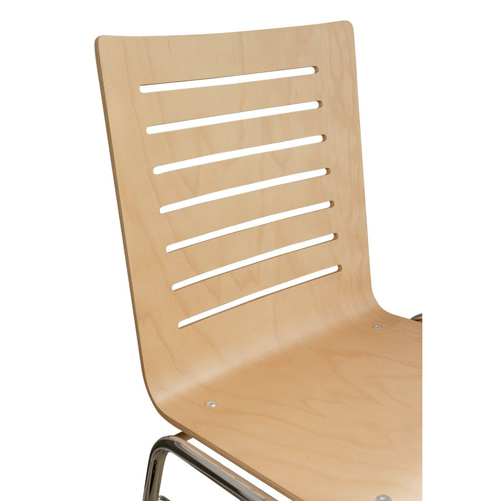 Konferenzstuhl Eruno-400, verchromtem Metallgestell, stapelbar Detailansicht Rücken-Fräsung