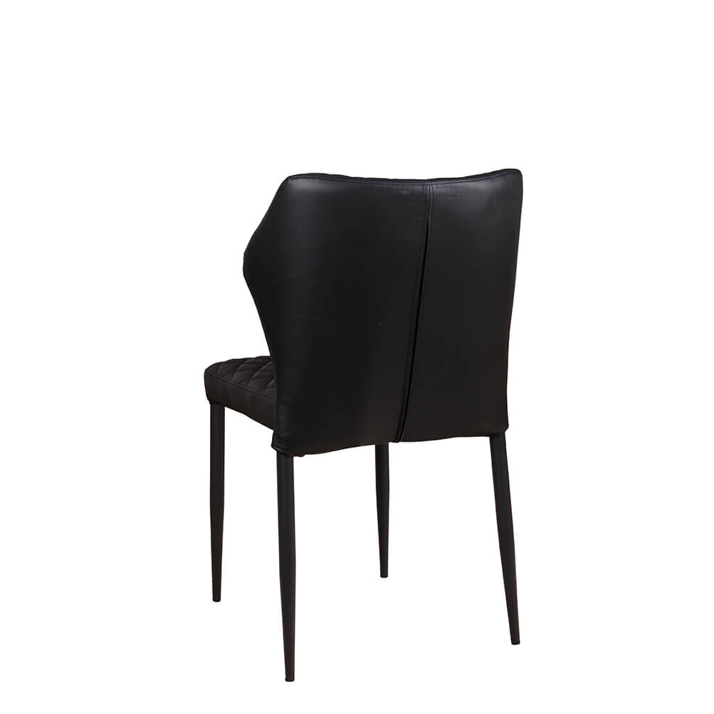 Gepolsterter Gastronomiestuhl Loras-ST Black mit Rautensteppung und schwarzem Aluminiumgestell