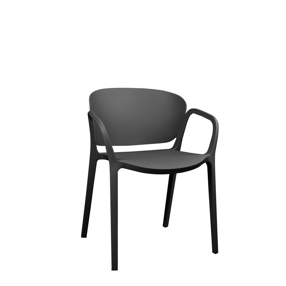 Gastronomiestuhl_Outdoor_Kunststoff_FOMA-1800-Black_mont Schwarzer Kunststoffstuhl FOMA-1800 für Gastronomie, stapelbar und wetterfest