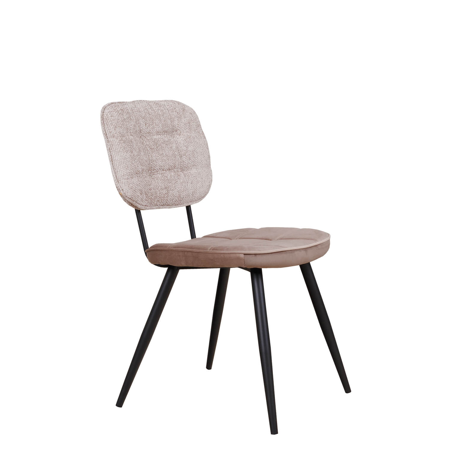 Polsterstuhl Bisano Beige mit Karo-Steppung und schwarzem Metallgestell für Gastronomie