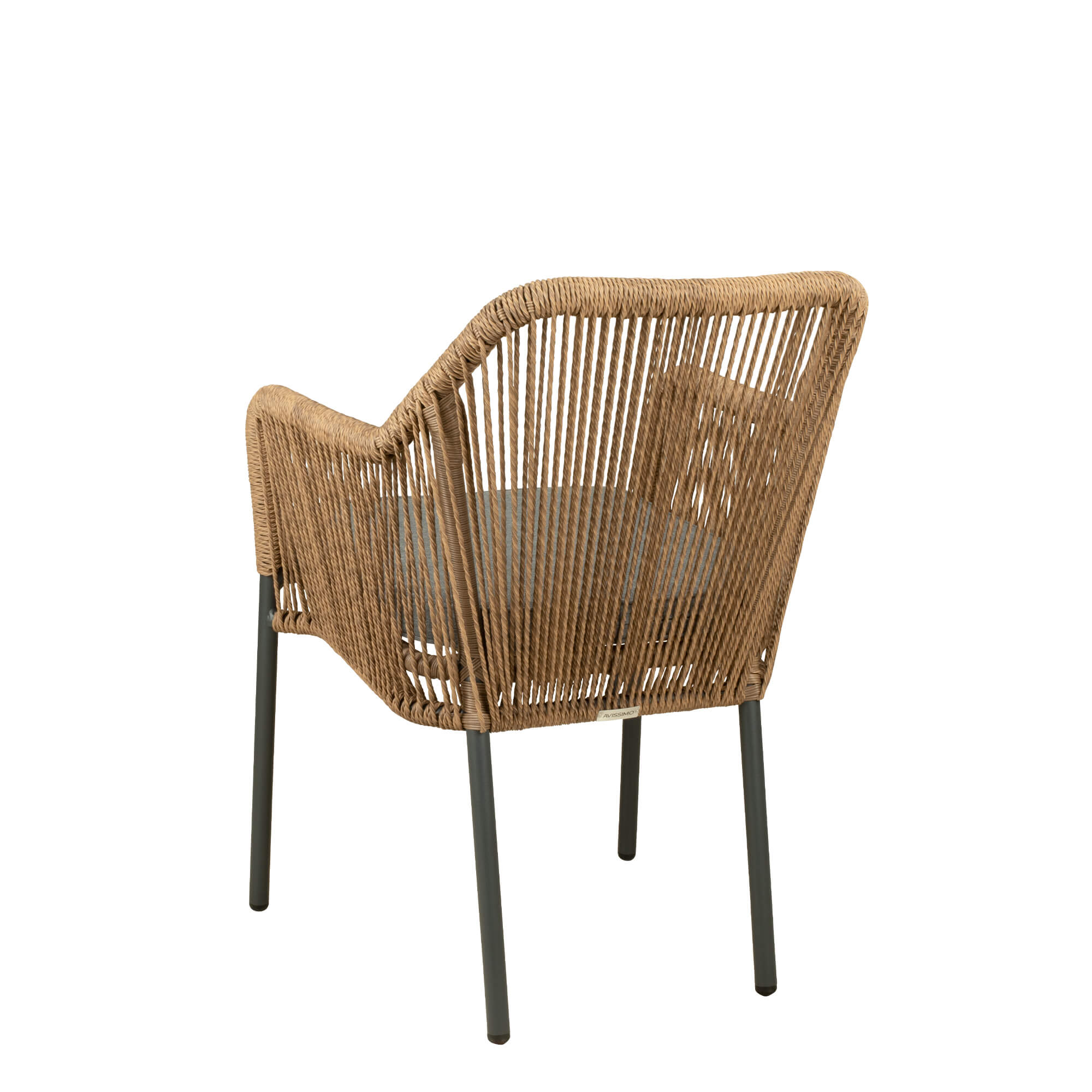 Baleris natur Outdoorstuhl mit Geflecht und Sitzkissen – Rueckansicht