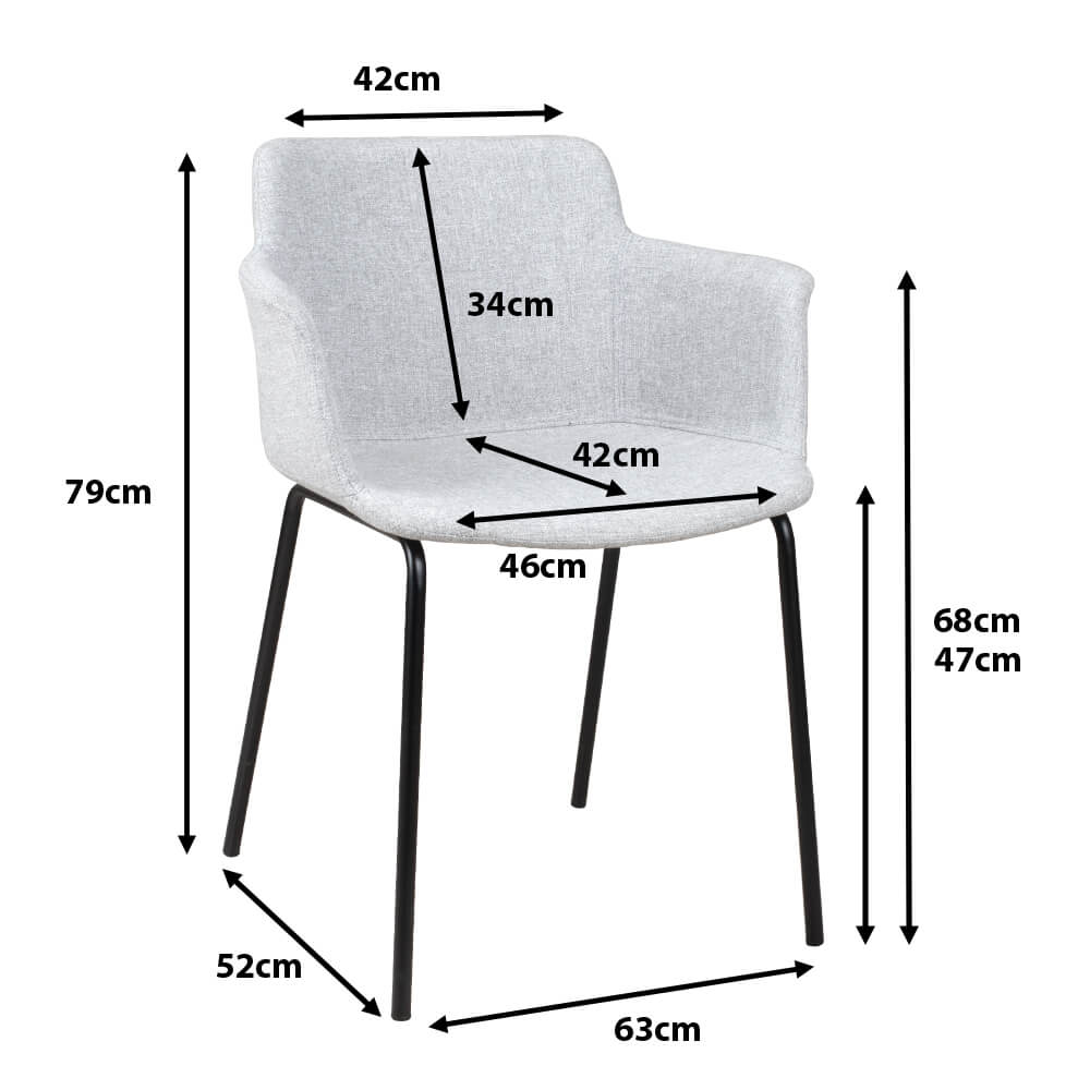Polsterstuhl Foma 822 Grey Maße
