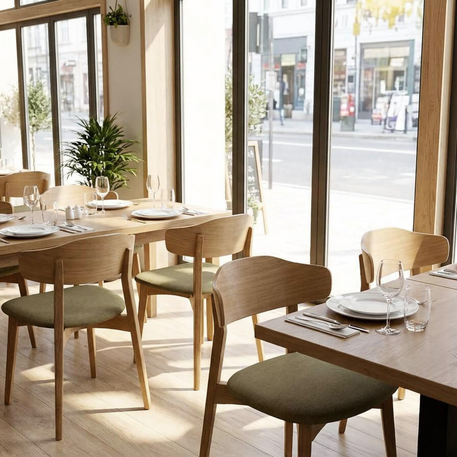 indoorstuehle_gastronomie_kani_p_eiche_milieubild_restaurant Kani P Eiche Indoorstuhl mit Polsterung – Milieubild Restaurant