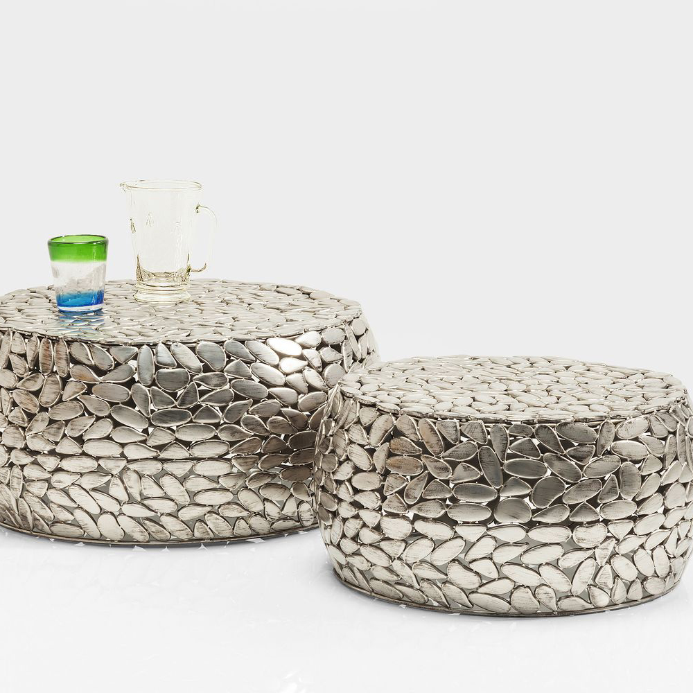 Couchtisch Pebbles Deluxe Silber (2/Set)