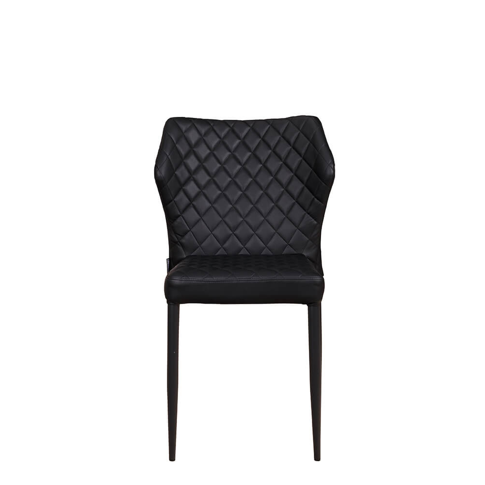 Gepolsterter Gastronomiestuhl Loras-ST Black mit Rautensteppung und schwarzem Aluminiumgestell
