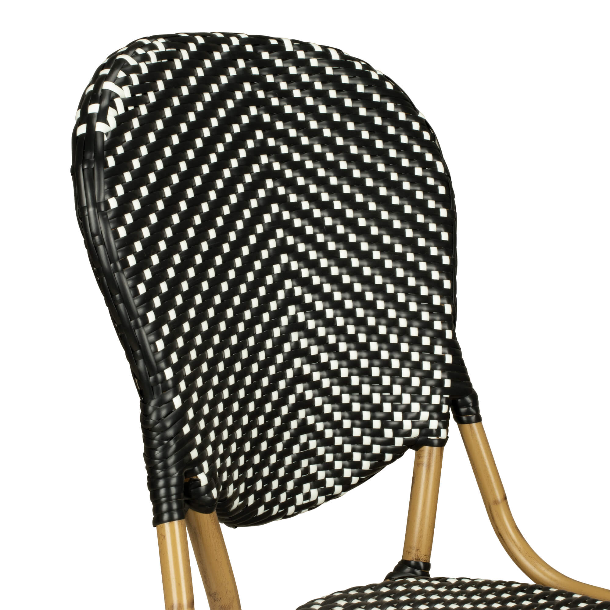 Camino black Outdoorstuhl mit Geflecht – Detail Rueckenlehne