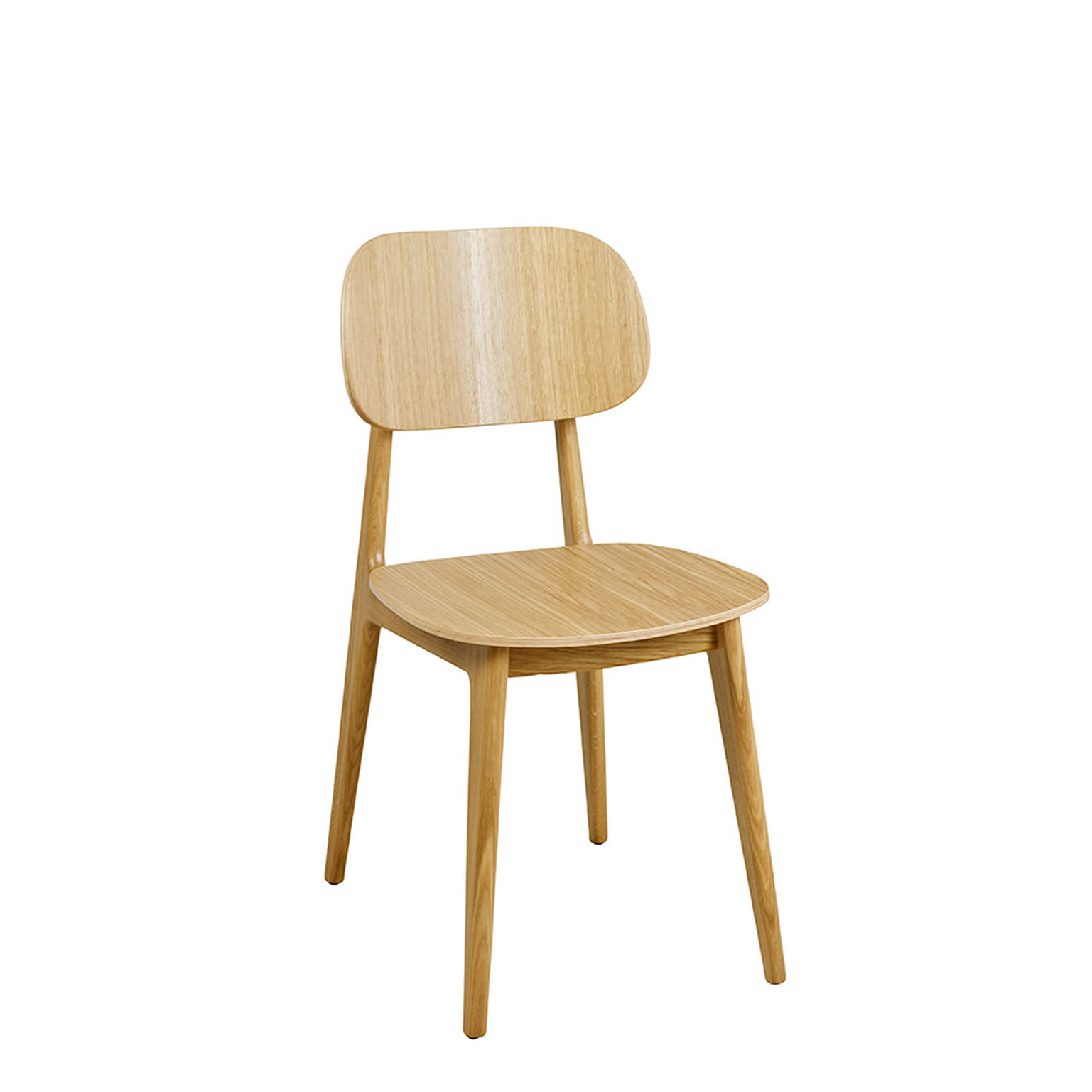 Gastronomiestuhl_Holzstuhl_cumpo_Eiche_vorne Gastronomiestuhl Cumpo-H mit ergonomischer Sitzfläche aus Eiche für Restaurants und öffentliche Einrichtungen