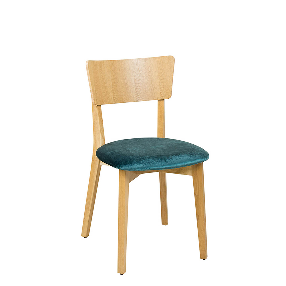 Holzstuhl Dimoni-P Eiche – Eichenholz Stuhl mit gepolstertem Sitz und massiven Vierfußgestell