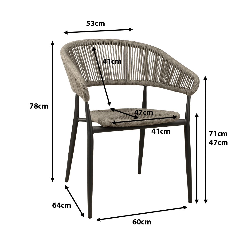 Outdoorstuhl Jacora SilverGrey Maße
