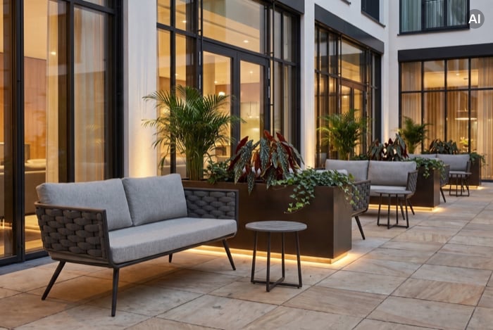 Outdoor-Loungesofa auf moderner Terrasse