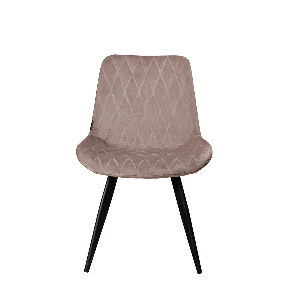Gastronomie-Polsterstuhl-Rombo-Light-Brown_frontal_1000px_CC Polsterstuhl Rombo Light Brown – Schalenstuhl mit Rautensteppung und schwarzem Metallgestell für Gastronomie Frontansicht
