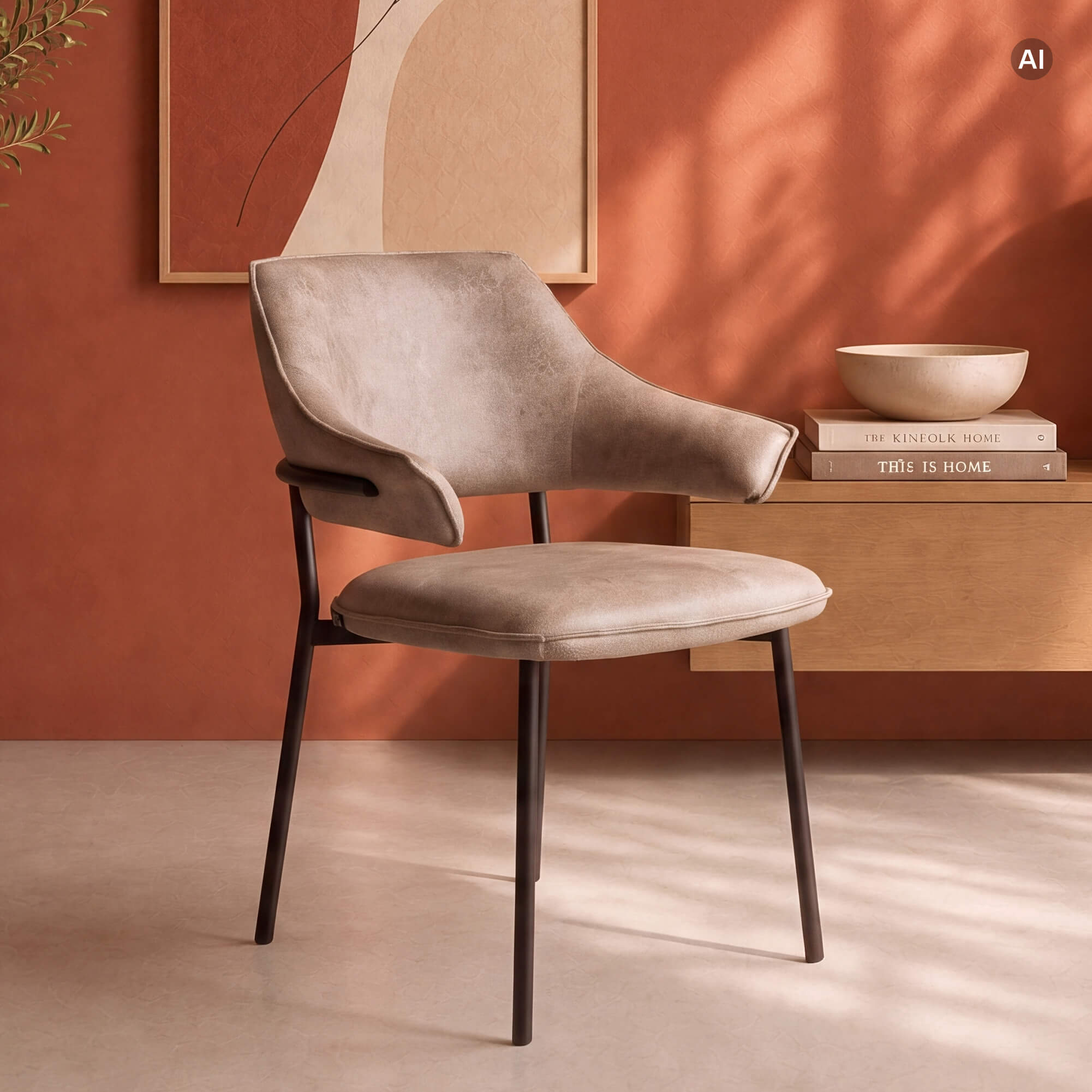 beiger Polsterstuhl für die Gastronomie mit rostrotem Hintergrund Bull Toreador 803