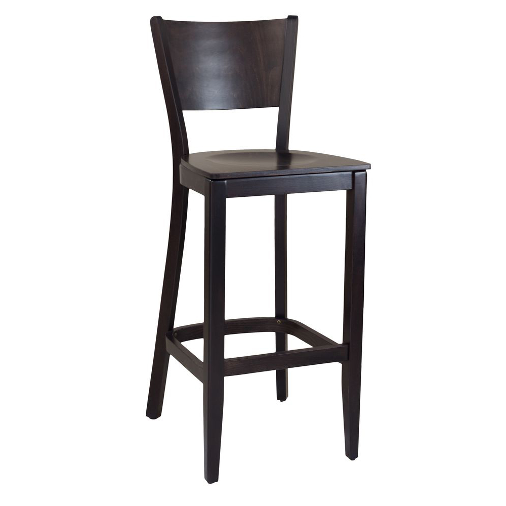 Klassischer Barhocker aus Buchenholz in dunklem Beizton