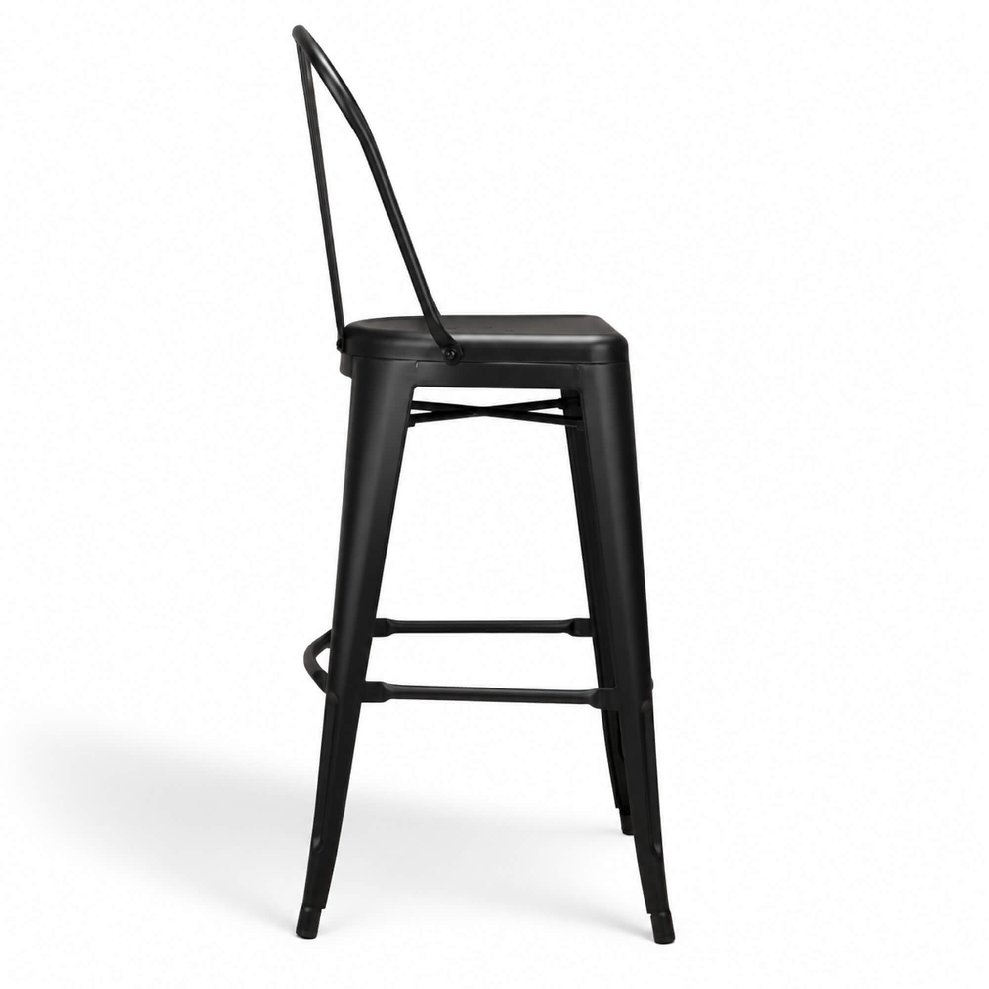 Gastronomiestuehle Industrial Design Barhocker Toxor RL Bar schwarz - Seitenansicht mit Schatten