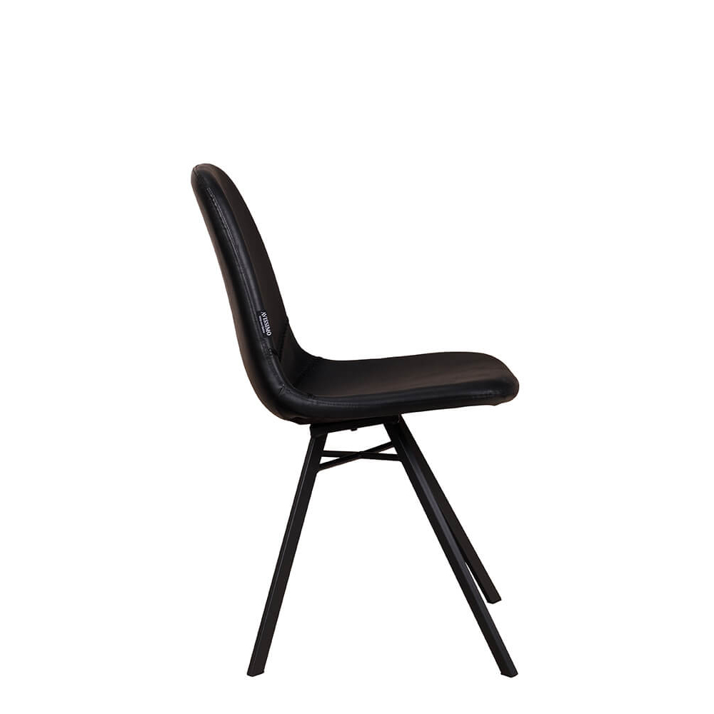 Polsterstuhl Jones Antique Black mit Kunstlederbezug in Schwarz und pulverbeschichtetem Metallgestell