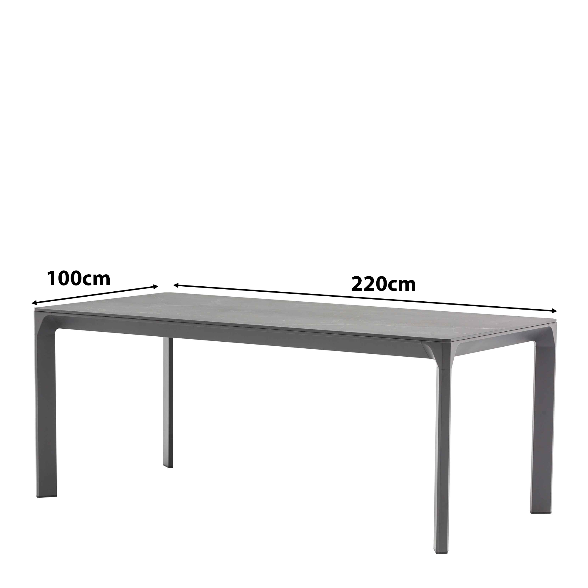 Outdoortisch Carvas Anthrazit-220 Maße