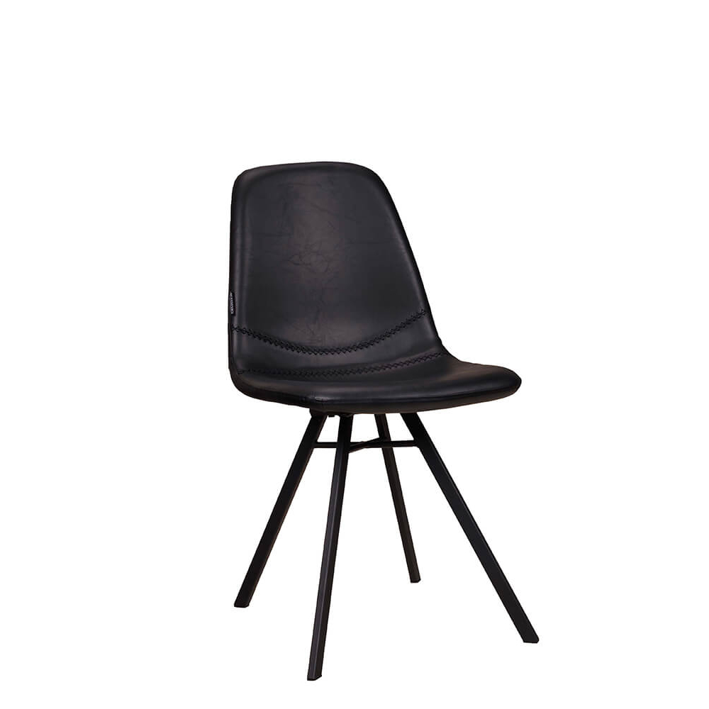 Polsterstuhl_Metallgestell_Jones-Antique-Black_54_frei Polsterstuhl Jones Antique Black mit Kunstlederbezug in Schwarz und pulverbeschichtetem Metallgestell