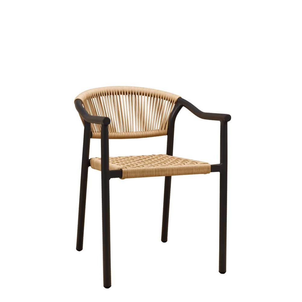 Gastronomie-Terrasenstuhl_Xona-creme_1 Xona Creme Outdoorstuhl mit Aluminiumgestell und Textil-Geflecht für den Gastronomieeinsatz