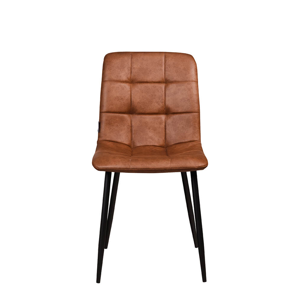 Polsterstuhl Derri Toreador-105 – brauner Stuhl mit Kassettensteppung und schwarzem Metallgestell