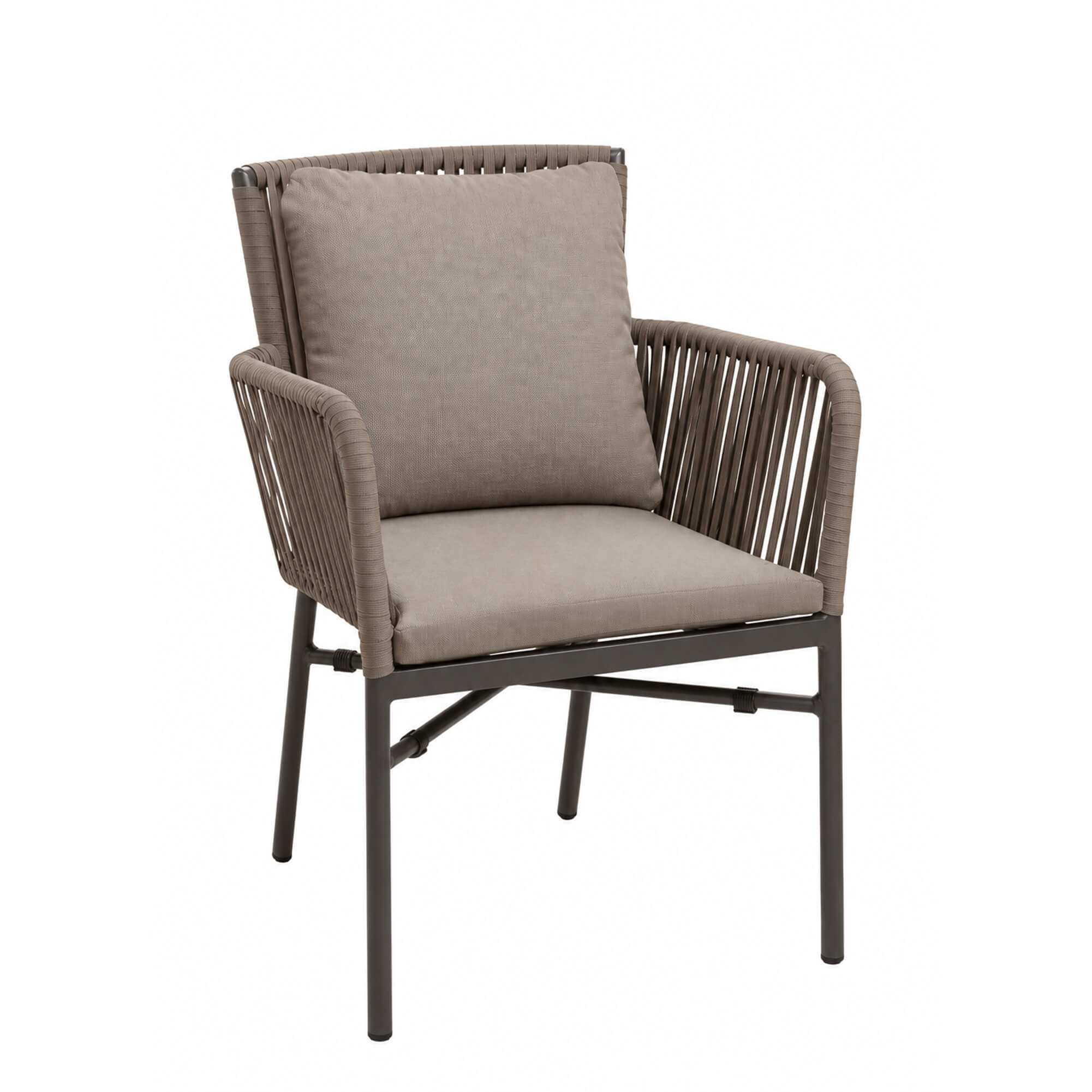 taupe Outdoorkissen auf Samira taupe in einem weißem Raum Quick Dry Foam taupe Kissen