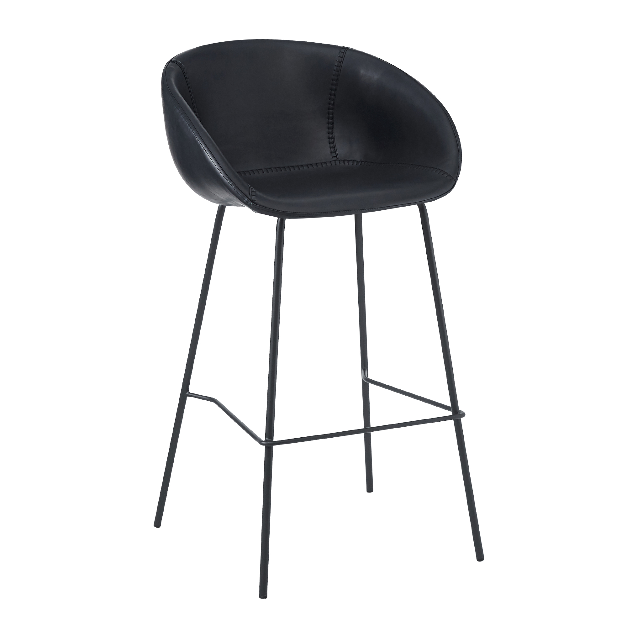 indoorstuehle_gastronomie_estara_bar_antique_black_front Estara-Bar Antique-Black Indoorstuhl mit Armlehnen und Vollpolsterung – Frontalansicht