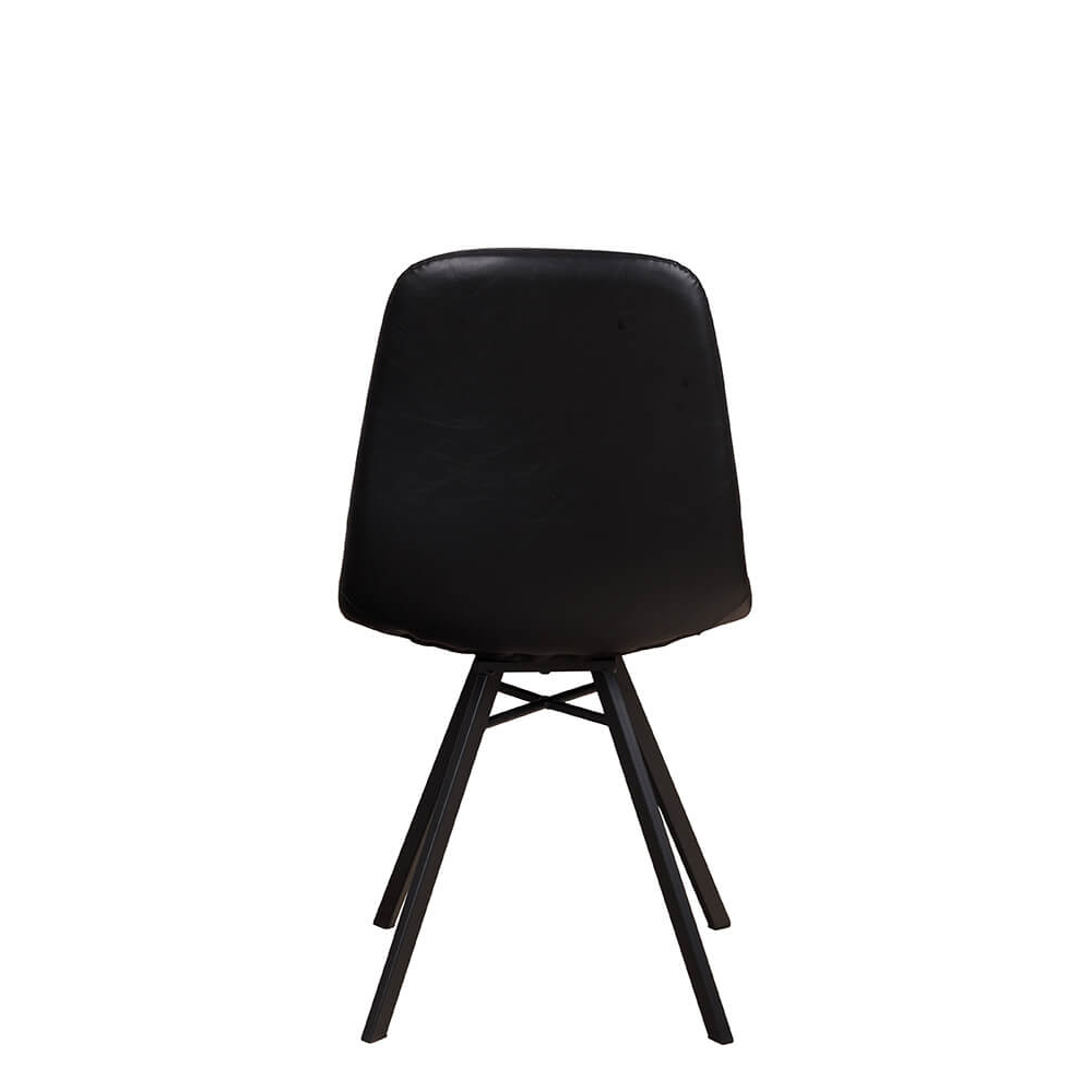 Polsterstuhl Jones Antique Black mit Kunstlederbezug in Schwarz und pulverbeschichtetem Metallgestell