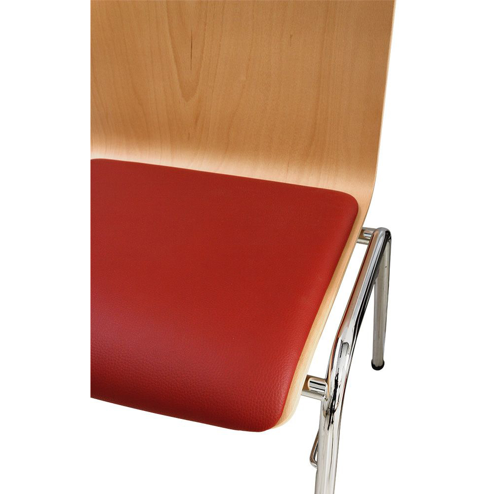 Konferenzstuhl Eruno-310 mit gepolsterten Sitz, verchromtem Metallgestell, stapelbar Detailansicht Sitzfläche